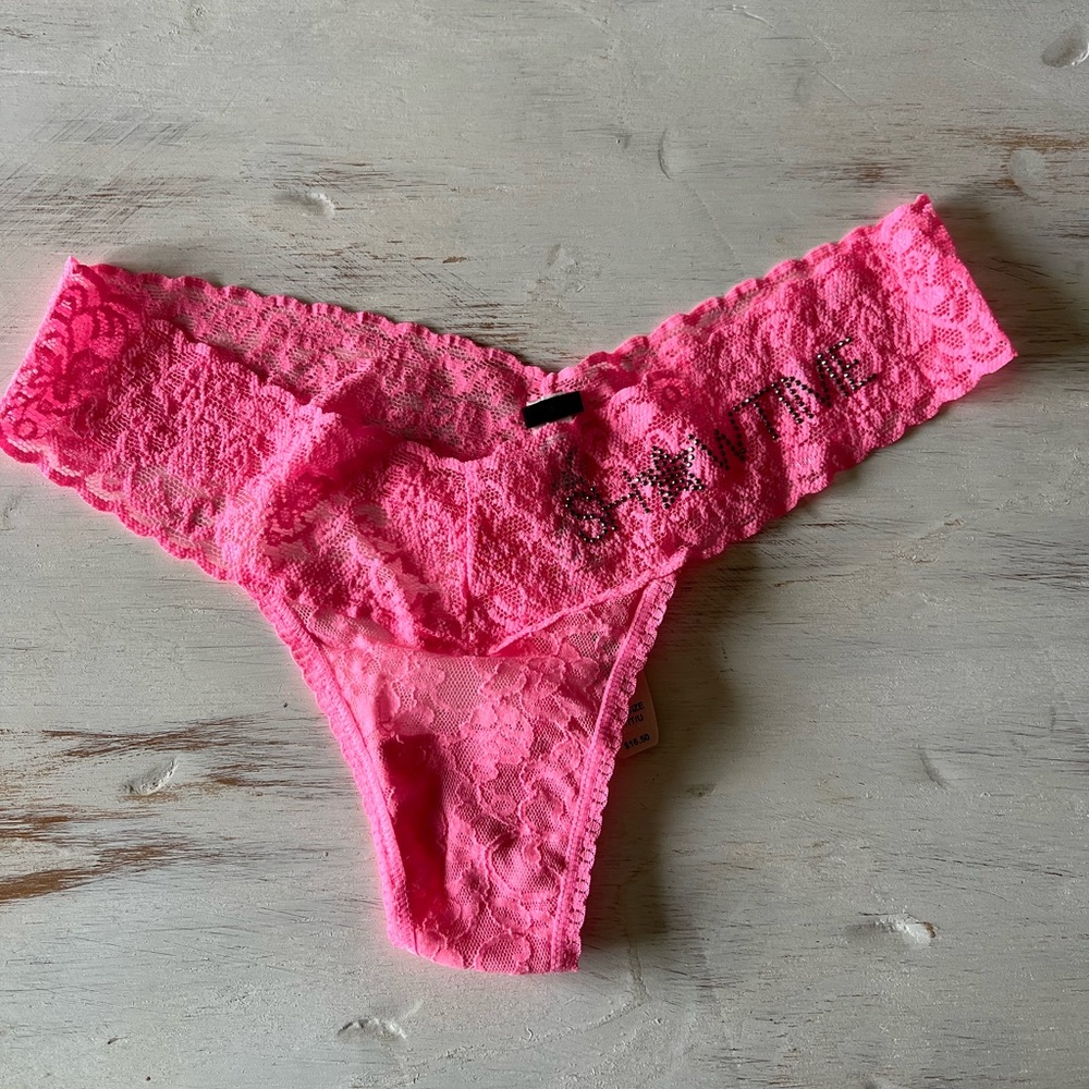 NWT Victoria’s Secret The Lacie Hot Pink Lace Thong